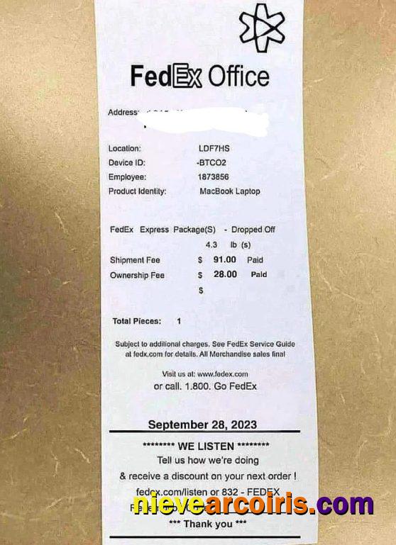 Fedex office payment receipt